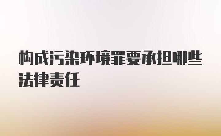 构成污染环境罪要承担哪些法律责任