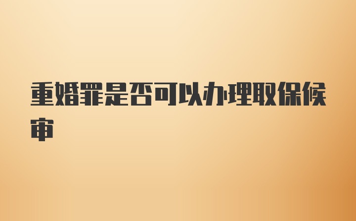 重婚罪是否可以办理取保候审