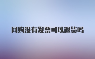 网购没有发票可以退货吗