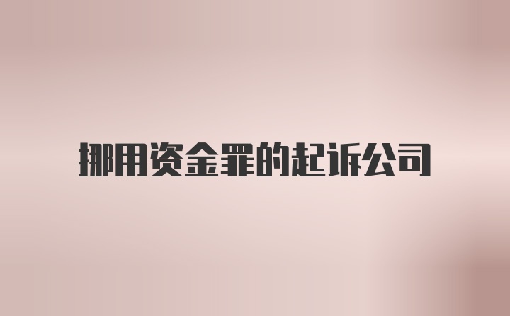 挪用资金罪的起诉公司