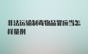 非法运输制毒物品罪应当怎样量刑