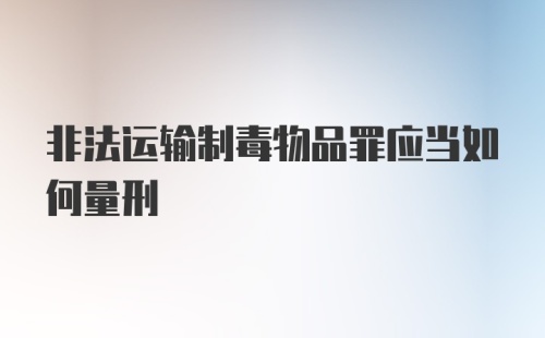 非法运输制毒物品罪应当如何量刑