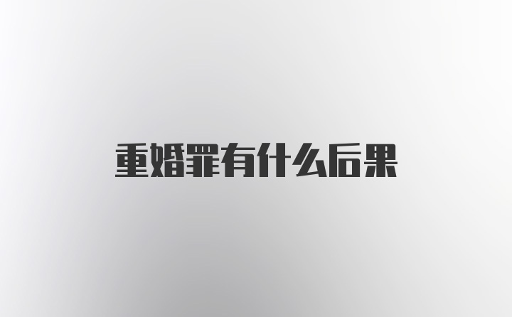 重婚罪有什么后果