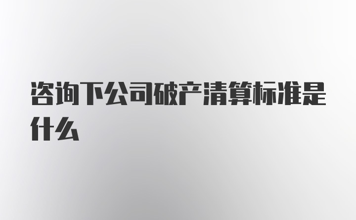 咨询下公司破产清算标准是什么