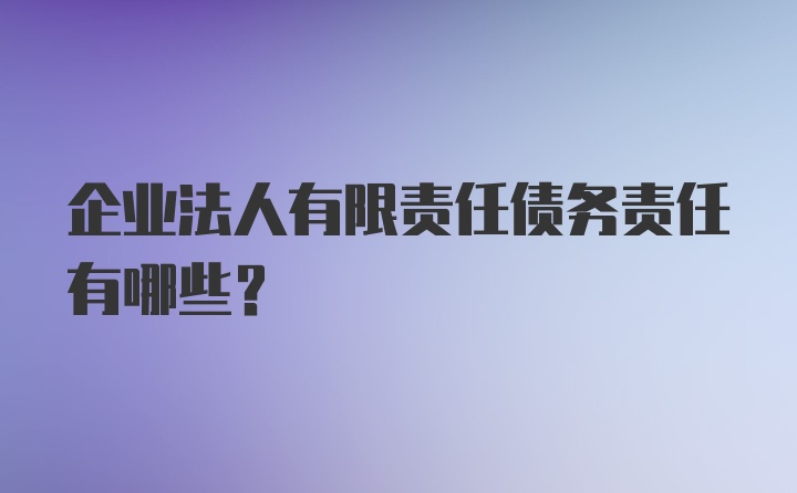 企业法人有限责任债务责任有哪些？