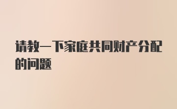 请教一下家庭共同财产分配的问题