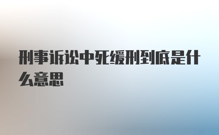 刑事诉讼中死缓刑到底是什么意思