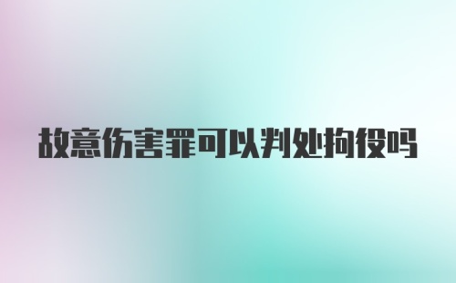 故意伤害罪可以判处拘役吗