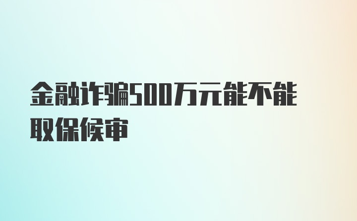 金融诈骗500万元能不能取保候审