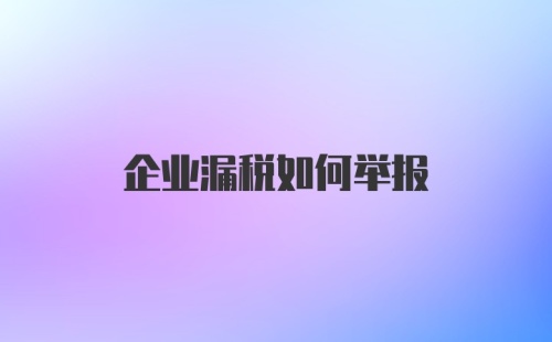 企业漏税如何举报