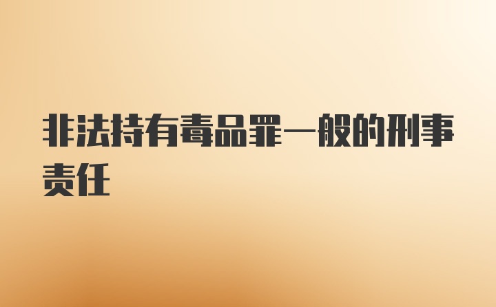 非法持有毒品罪一般的刑事责任