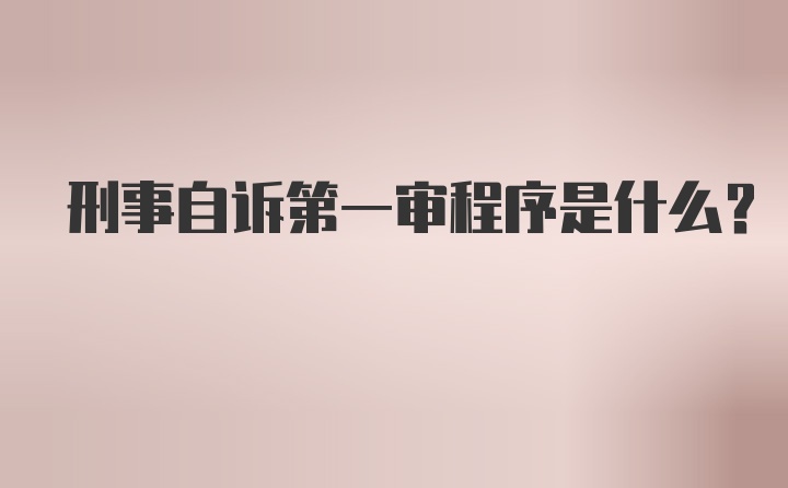 刑事自诉第一审程序是什么？