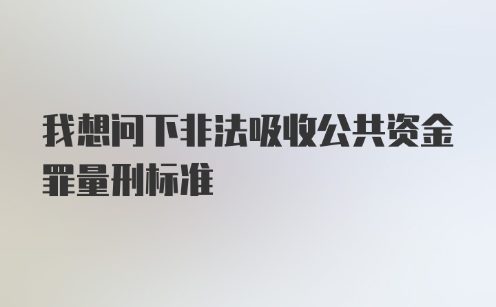 我想问下非法吸收公共资金罪量刑标准