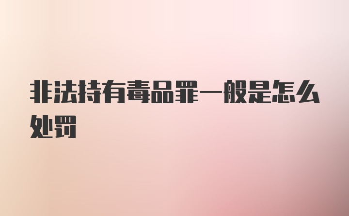 非法持有毒品罪一般是怎么处罚