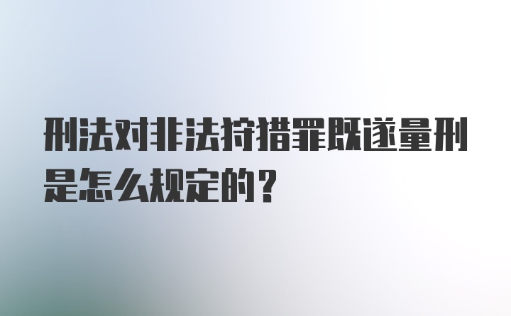 刑法对非法狩猎罪既遂量刑是怎么规定的？