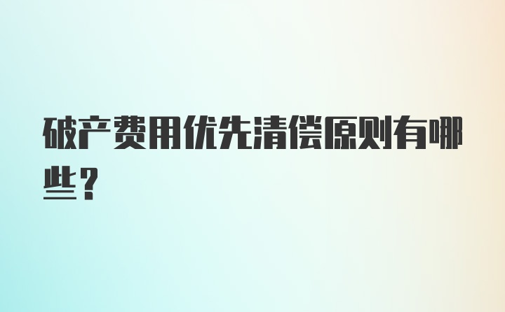 破产费用优先清偿原则有哪些？