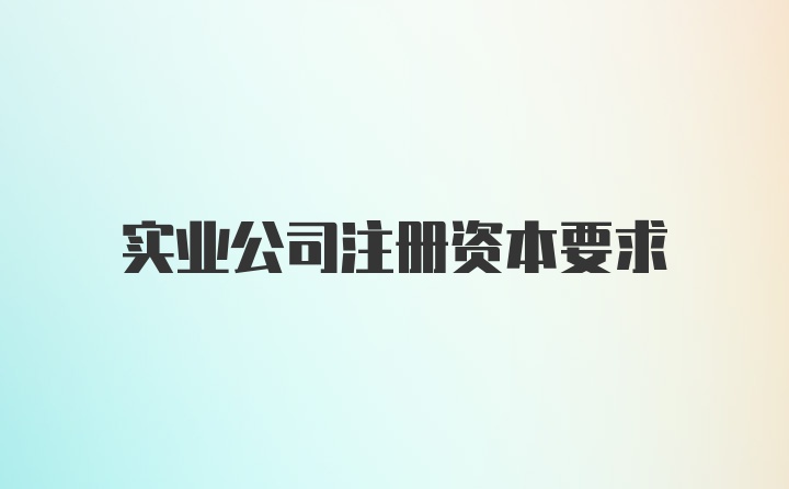 实业公司注册资本要求