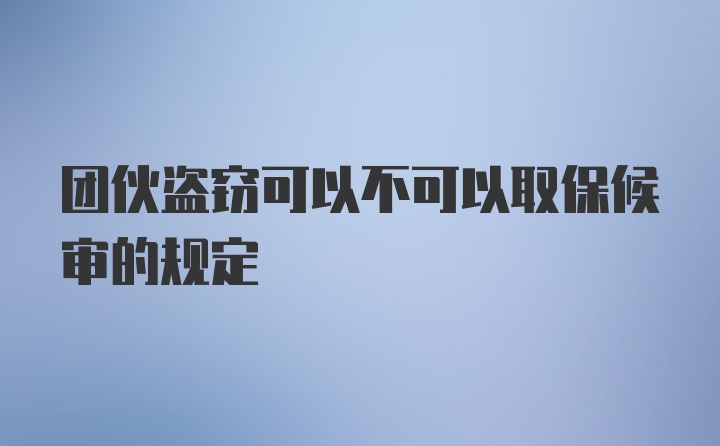 团伙盗窃可以不可以取保候审的规定