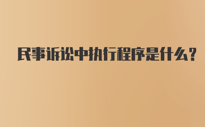 民事诉讼中执行程序是什么?