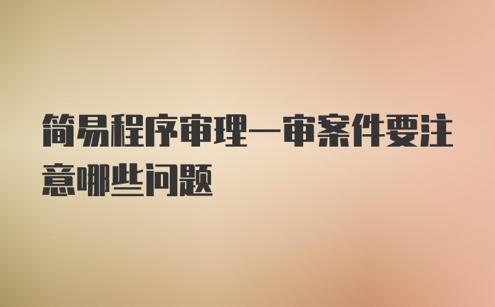 简易程序审理一审案件要注意哪些问题