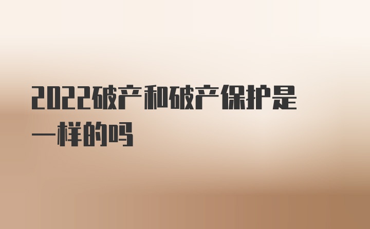 2022破产和破产保护是一样的吗