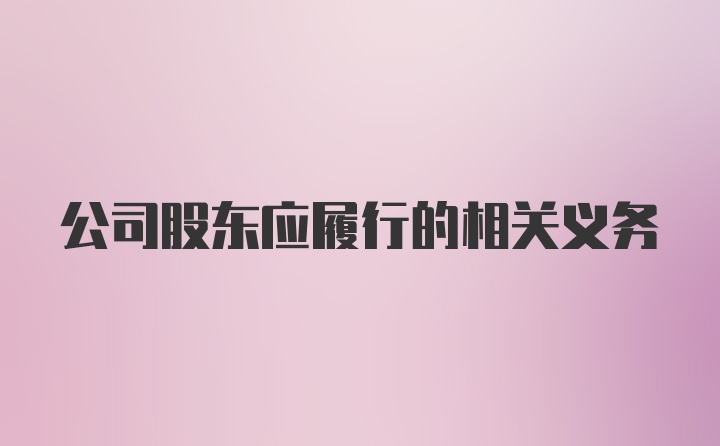 公司股东应履行的相关义务