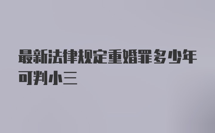 最新法律规定重婚罪多少年可判小三