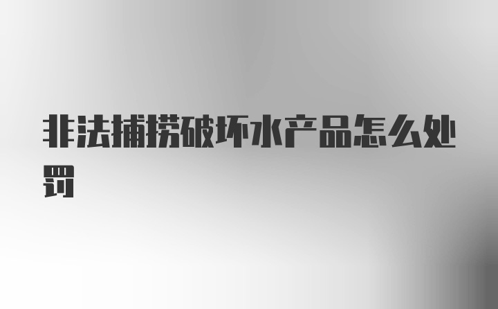 非法捕捞破坏水产品怎么处罚