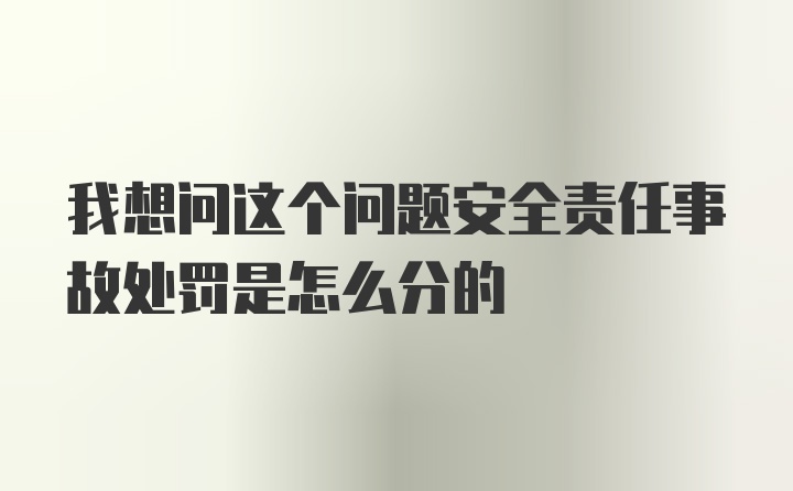 我想问这个问题安全责任事故处罚是怎么分的