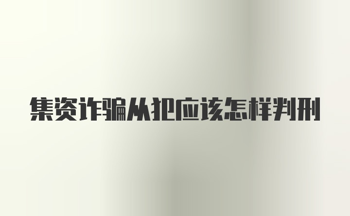 集资诈骗从犯应该怎样判刑