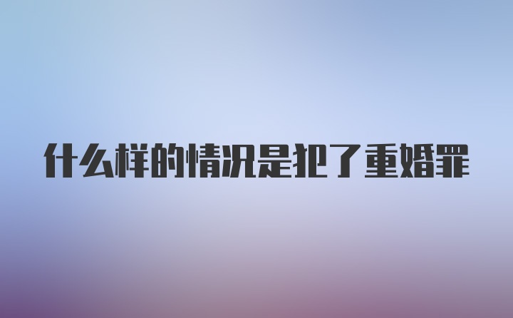 什么样的情况是犯了重婚罪