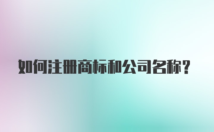 如何注册商标和公司名称？