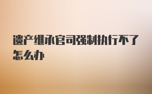 遗产继承官司强制执行不了怎么办