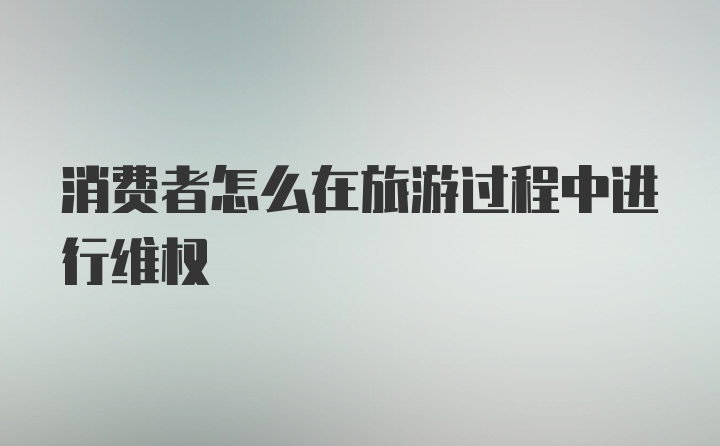 消费者怎么在旅游过程中进行维权