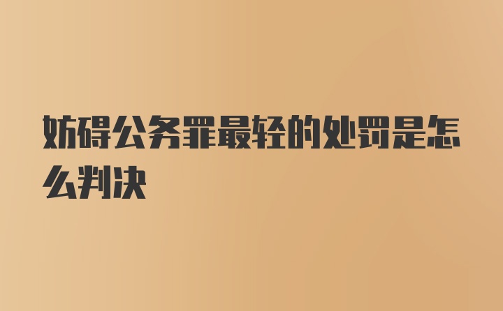 妨碍公务罪最轻的处罚是怎么判决