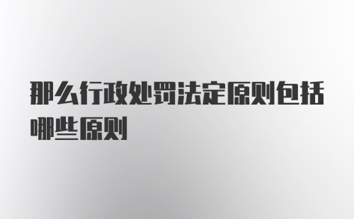 那么行政处罚法定原则包括哪些原则