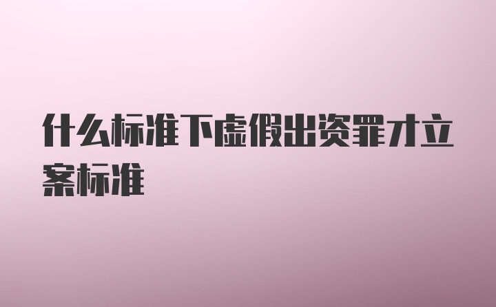 什么标准下虚假出资罪才立案标准