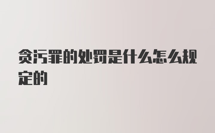 贪污罪的处罚是什么怎么规定的