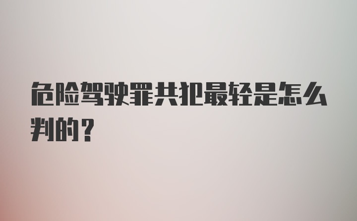 危险驾驶罪共犯最轻是怎么判的？