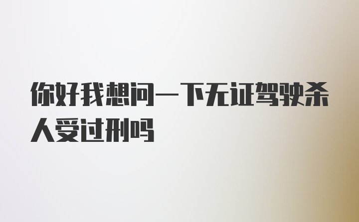 你好我想问一下无证驾驶杀人受过刑吗