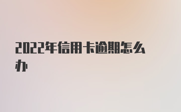 2022年信用卡逾期怎么办