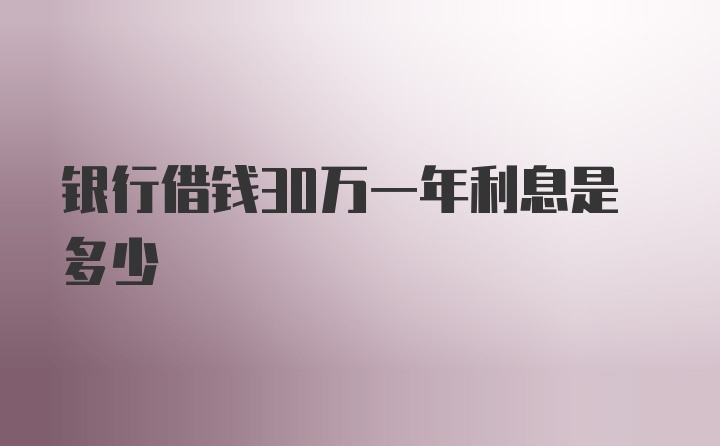 银行借钱30万一年利息是多少