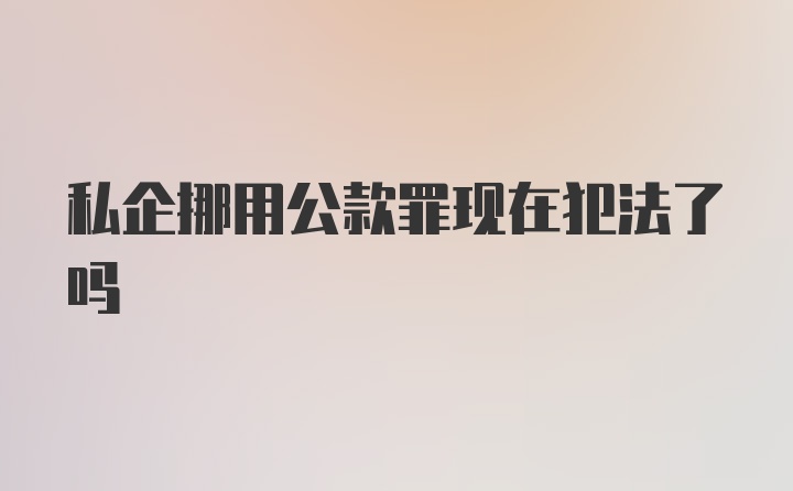 私企挪用公款罪现在犯法了吗