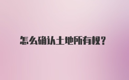 怎么确认土地所有权？