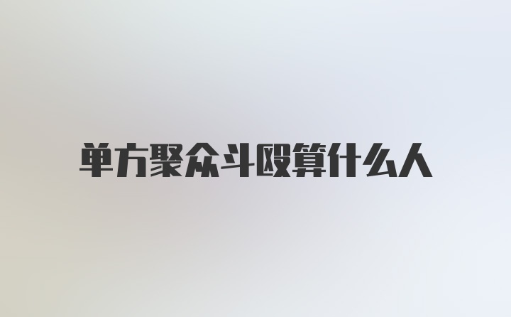 单方聚众斗殴算什么人