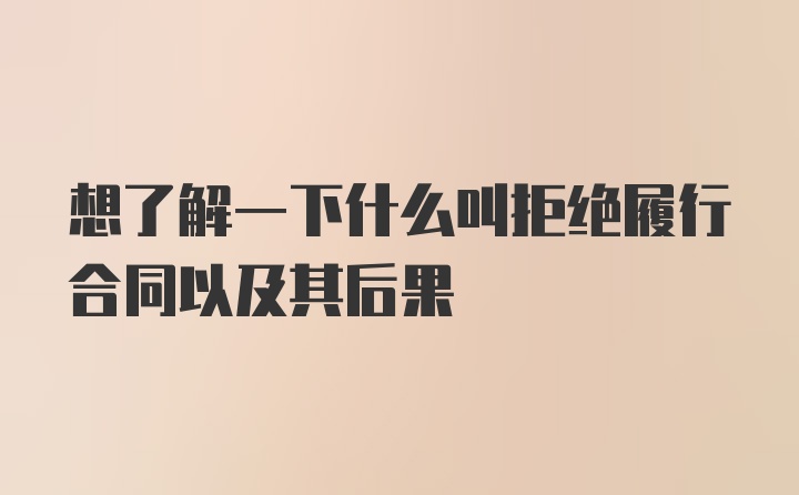 想了解一下什么叫拒绝履行合同以及其后果