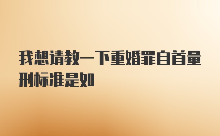 我想请教一下重婚罪自首量刑标准是如