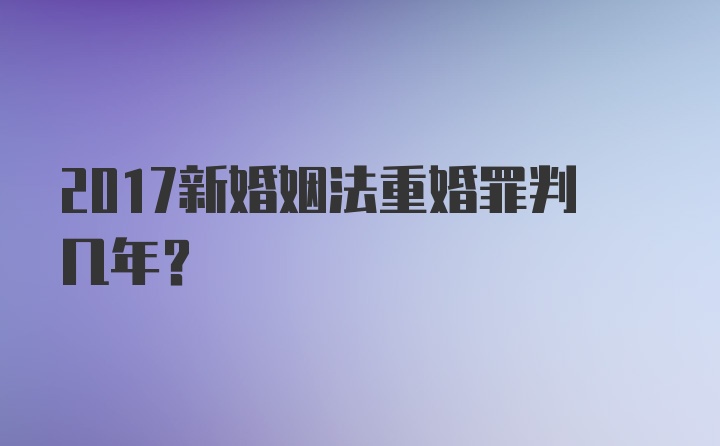 2017新婚姻法重婚罪判几年？