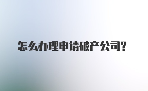 怎么办理申请破产公司？