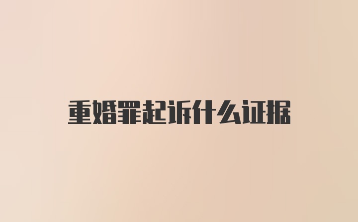 重婚罪起诉什么证据